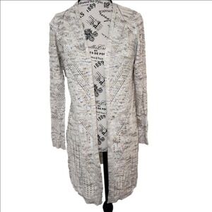 It's Our Time Beige Cardigan | Size M | Long Open Front Sweater